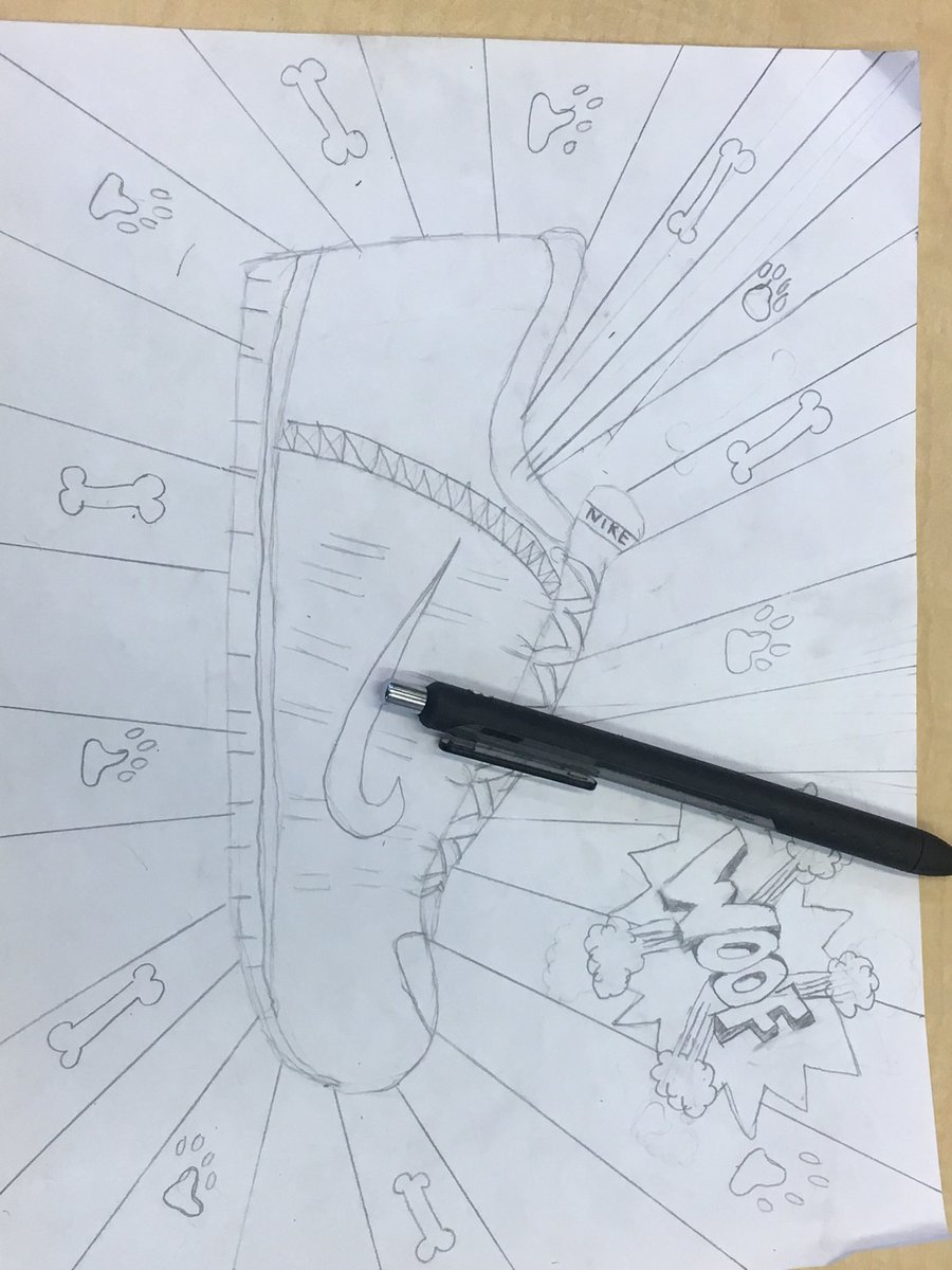 MMSMustangPride's tweet photo. A Walk in Their Shoes is coming together in the 6th grade classrooms @MMSMustangPride.  Personalized shoes and backgrounds to support personal narratives they’ve written.  #PBL #naturaldisasters #fundraisingtohelp #mustangpride #individualfeedback https://t.co/wyvKexHxBf