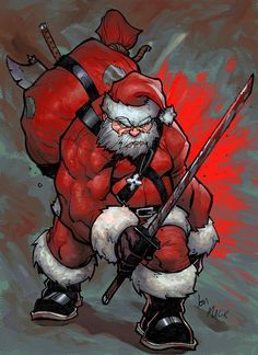 buntingrobert40's tweet photo. Happy #SlashMas Santa's ready for every Milking Maid (#succubus ) and Leaping Lord (#ninja ) that comes his way #fanart #art #artist signature right https://t.co/QhDobBigZi