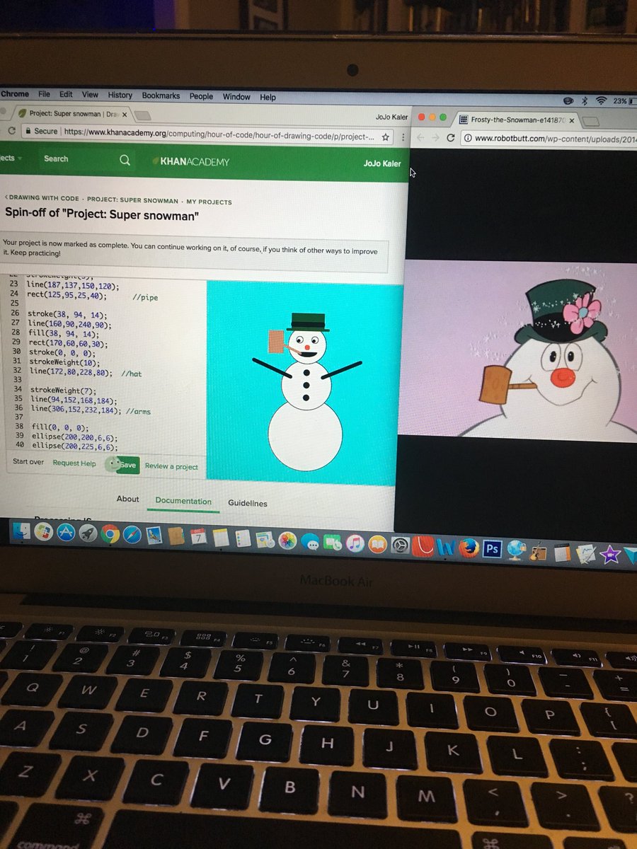 RecyclingColt's tweet photo. Who knew coding could be used to get into the Christmas spirit!! #christmas #hourofcode #khanacademy https://t.co/l0pgZw093T