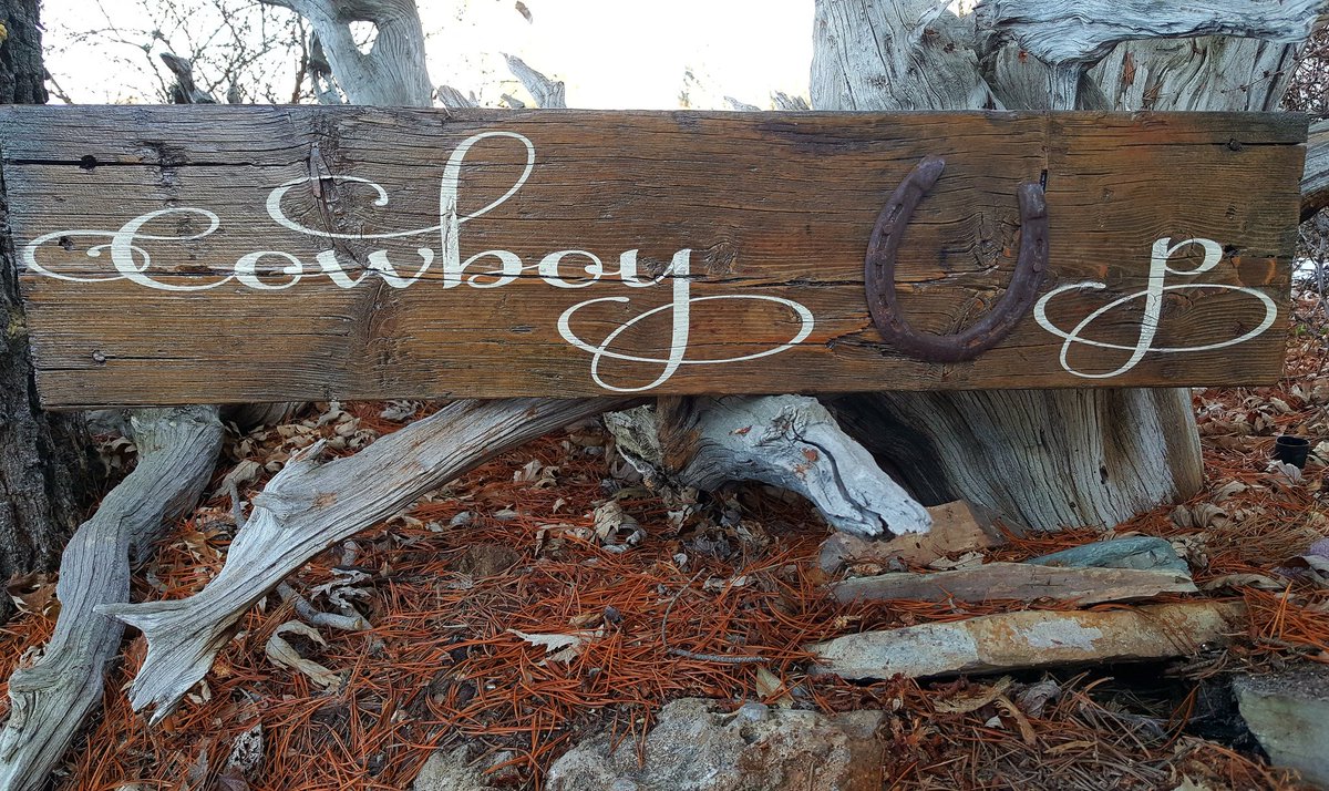 RedsRusticSigns's tweet photo. Cowboy up. Contact me if we can make a custom sign for you. #redsrusticsigns #reclaimedwood #reclaimedlumber #farmhousedecor #homedecor #madeinmontana #handmade #customorders #personalizedgift #gifts #rustygold #vintagetreasure https://t.co/JmyFiAL28M