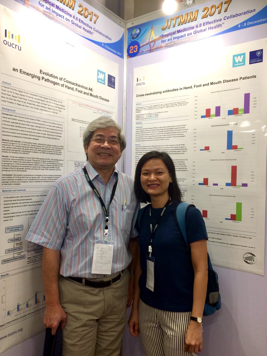 A pleasure to meet Ms Nguyet @OUCRU_Vietnam at her poster about hand, foot and mouth disease <a href="/JITMM/">JITMM</a> #JITMM2017. She works with @LeVanTan_OUCRU a <a href="/wellcometrust/">Wellcome</a> Intermediate Fellow in Publ Hlth &amp; Trop Med.