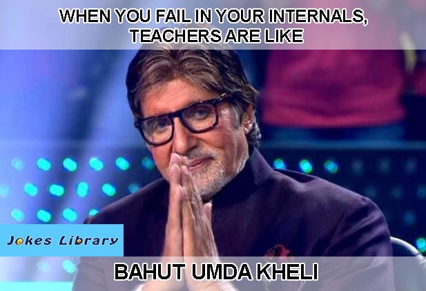 Jokes_Library's tweet image. When results are declaired😜😜😜
#Exams  #Failure #teacher #Students #Results #AmitabhBachchan  #KBC