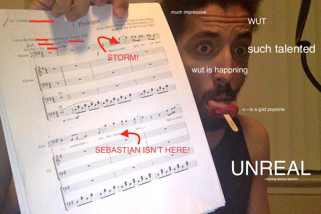 this even some nice teens came to <a href="/ShakespeareinDC/">Shakespeare Theatre Company</a> 

had fully prepped sheet music for a <a href="/GreatCometBway/">The Great Comet</a> Prologue, re-written for the characters in 12th Night

color me overwhelmed