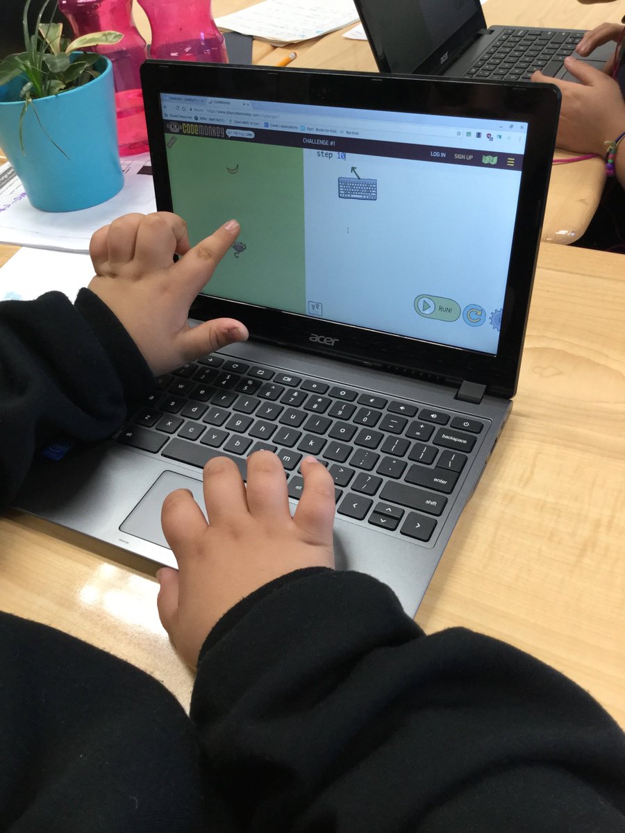 vongerer's tweet photo. Having fun writing code on graph paper and Code Monkey! #CUSDrockstar @RosemaryCUSD https://t.co/ayySepVrzj