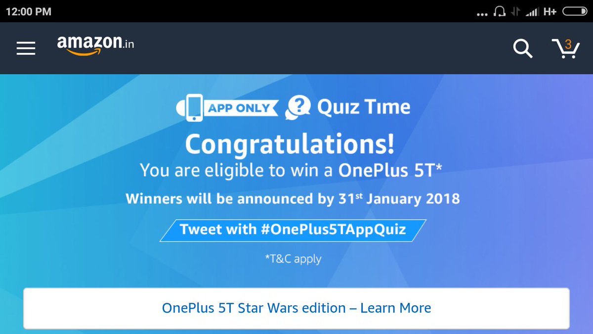 tarun999786's tweet image. @amazonIN #OnePlus5AppQuiz