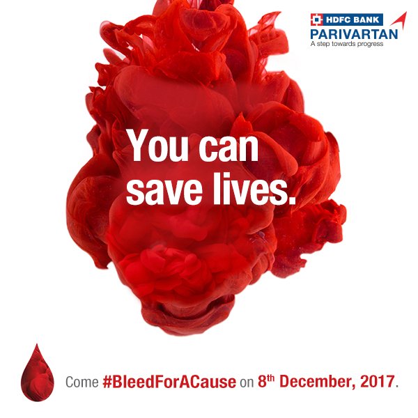 HDFC_Bank's tweet photo. Saving lives is far greater than making excuses! 
#BleedForACause today! Take part in the biggest* Blood Donation drive by finding a center near you. Visit https://t.co/KivCzrBQsw https://t.co/3PPe9ydZb7