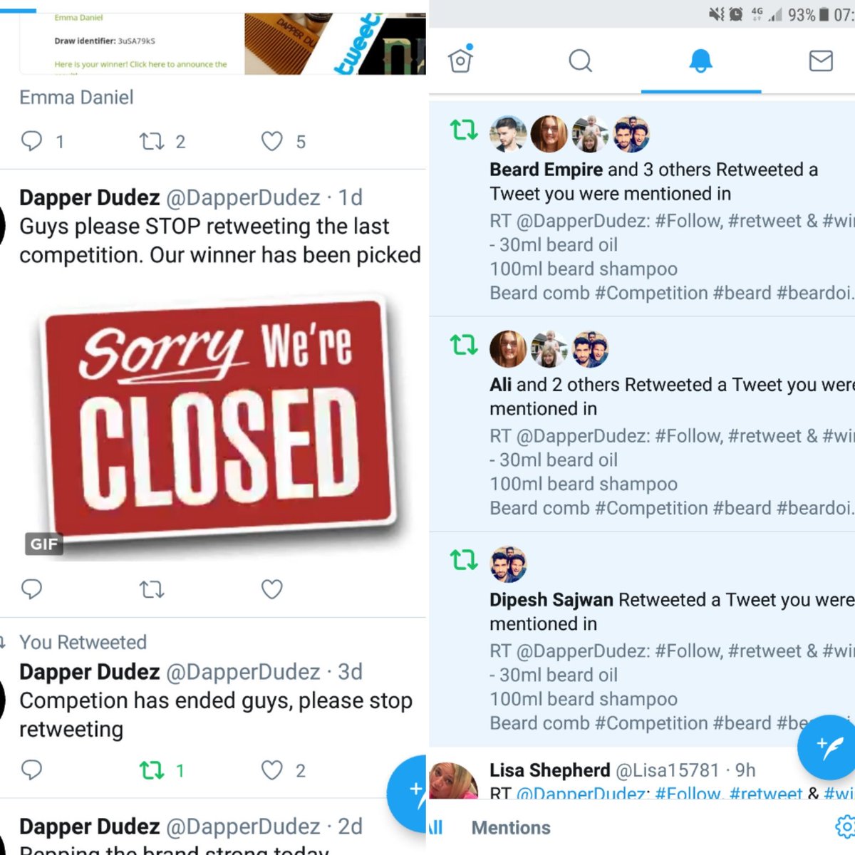 DapperDudez's tweet photo. CLOSED!

Guys the competition is close and the winner has been chosen. Please stop retweeting the post.

If you followed us (which was part of the rules for entry) you would have noticed this....just saying 😂 https://t.co/zPHOvJJHhw