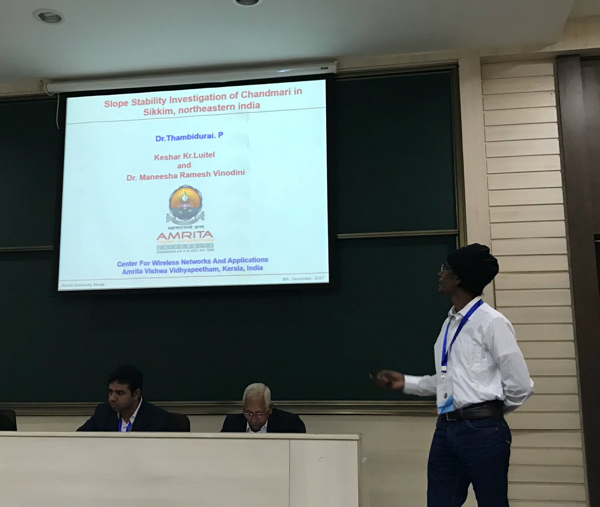 HelenEngGeo's tweet photo. Dr Thambidurai P @AMRITAedu presenting #ILC2017 @iitbombay on geophysical &amp; geotechnical approaches used at Mangan Sikkim landslide observatory https://t.co/gHAz02SyXs