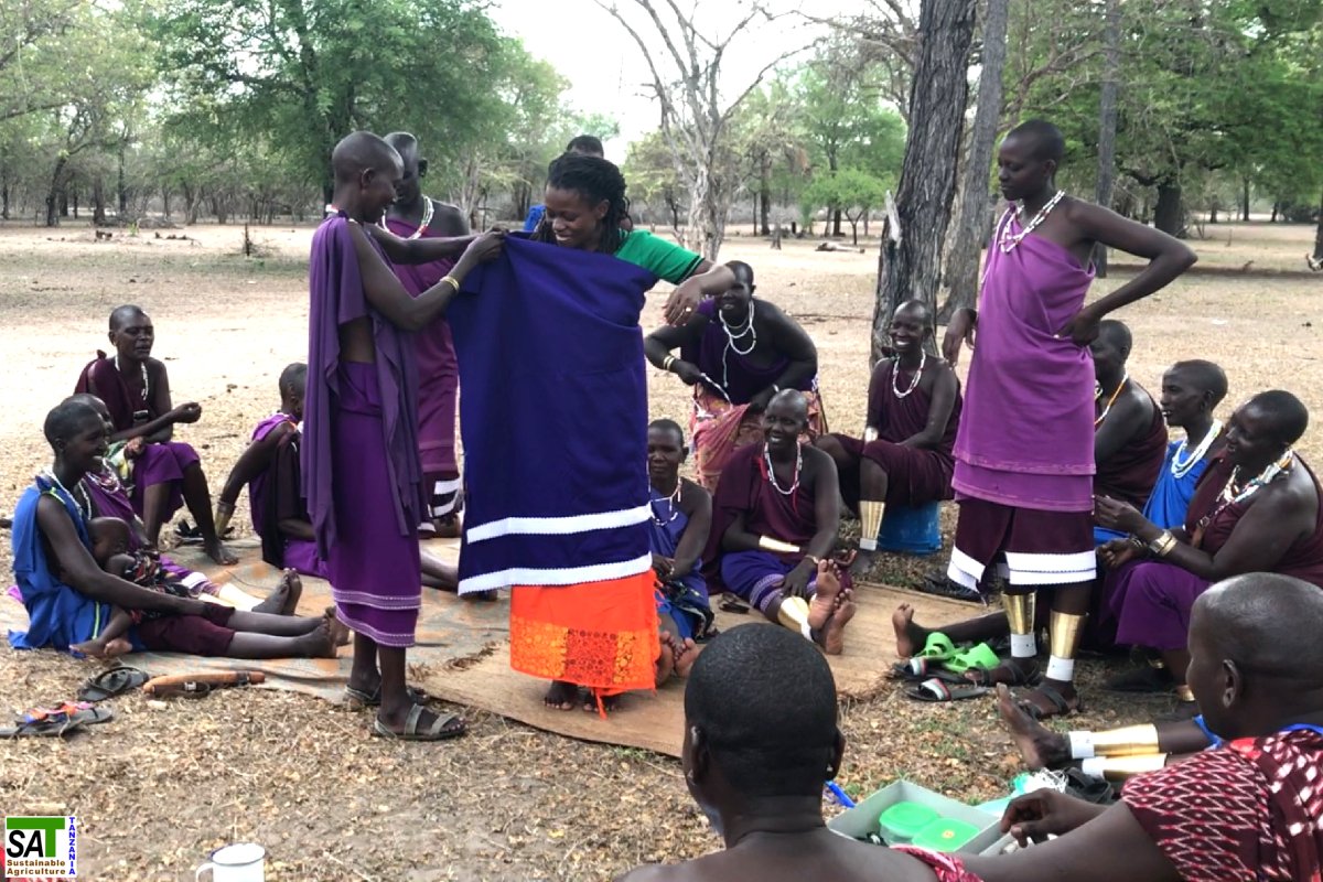 SAT Executive Director <a href="/janet_maro/">Janet Maro</a> visited three groups from the Farmer &amp; Pastoralists Collaboration (FPC) Project. The SAT Director had the great honor to be dressed in the traditional #Masai outfit as a sign of their appreciation #agroecology #organic #farming #project