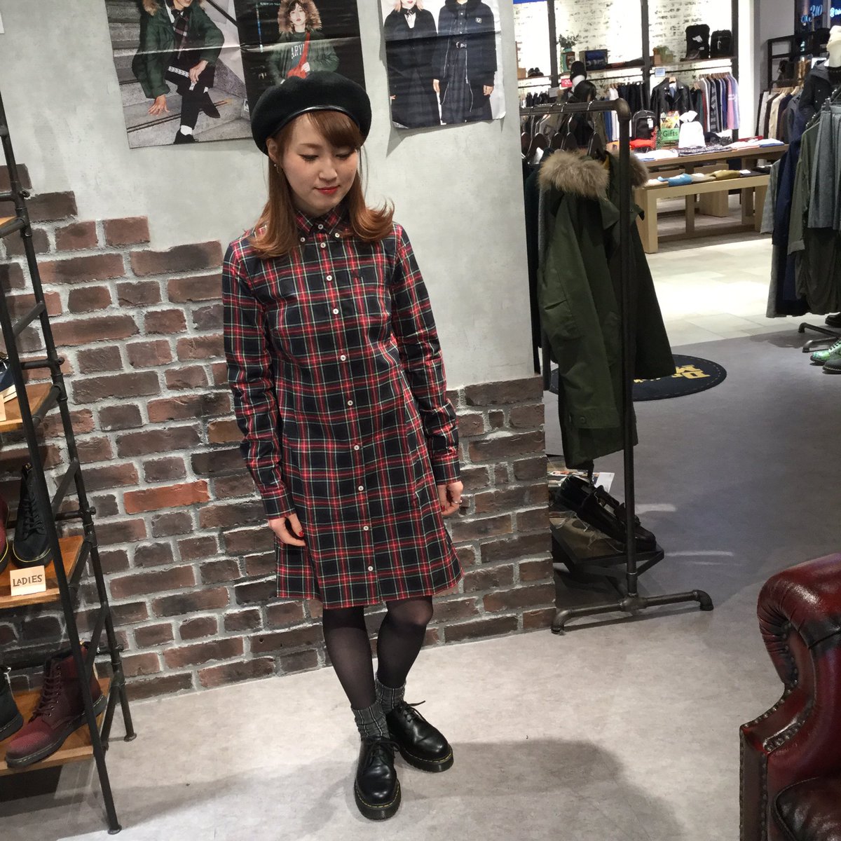 FREDPERRY フレッドペリー チェックワンピース - ひざ丈ワンピース