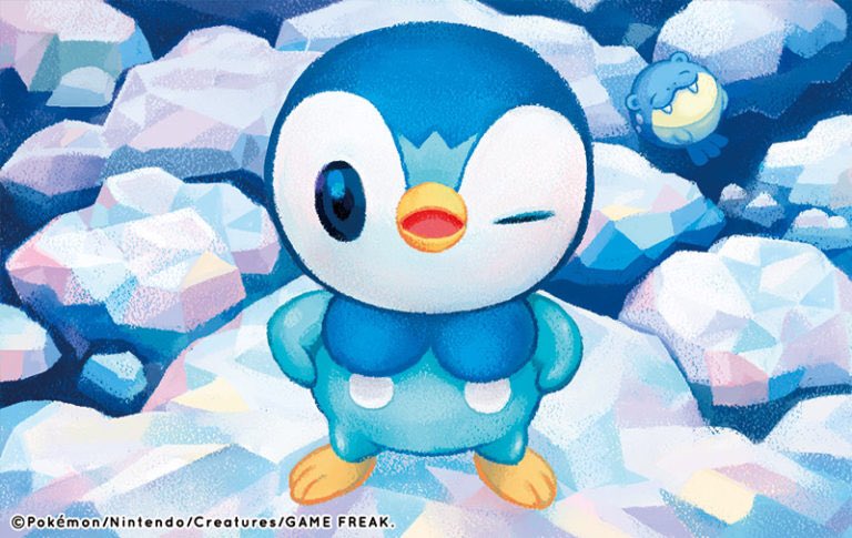 Shibuzoh しぶぞー ポッチャマは氷の上でキメ顔 をしているシーン だったのですが うしろのタマザラシの寝顔のおかげで思ったようにカッコよくならなかった 写真撮影あるある という感じに描いてみました