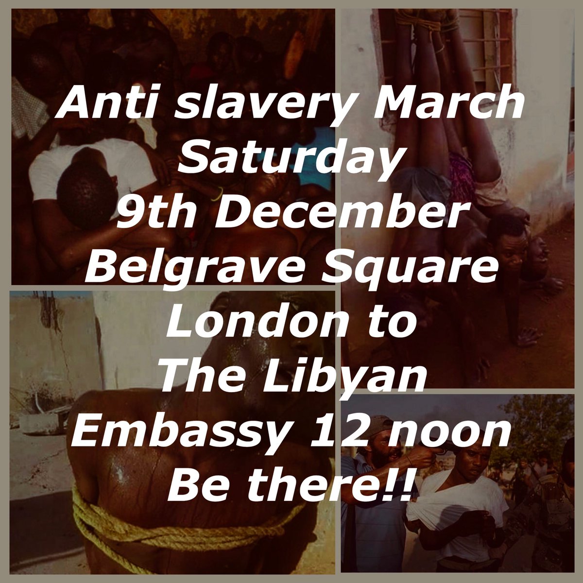 BishopJFrancis's tweet photo. Anti slavery March
Saturday 9th December
Belgrave Square London to
The Libyan Embassy 12 noon
Be there!!
The slave trade must be STOPPED! We, as a people have to partner together to put an end to this horrific disregard for human life. (Repost)
#ThisIsNotTheTimeToBeSilent https://t.co/rGqEL0ZZs0