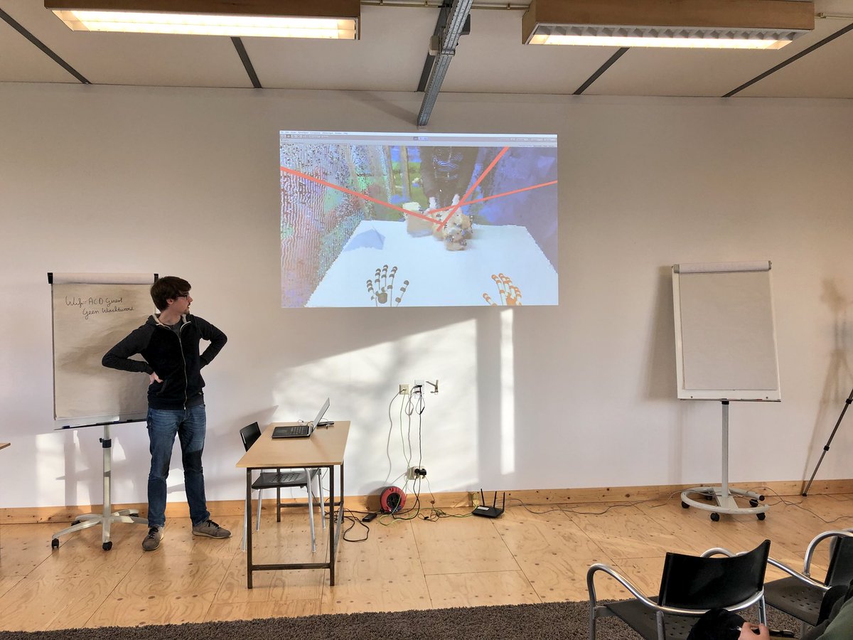 Emiel Harmsen is introducing his upcoming demo on co-presence in AR and VR using the Hololens and Vive. Can’t wait to test it. <a href="/4TU_HT/">4TUHumans&Technology</a>