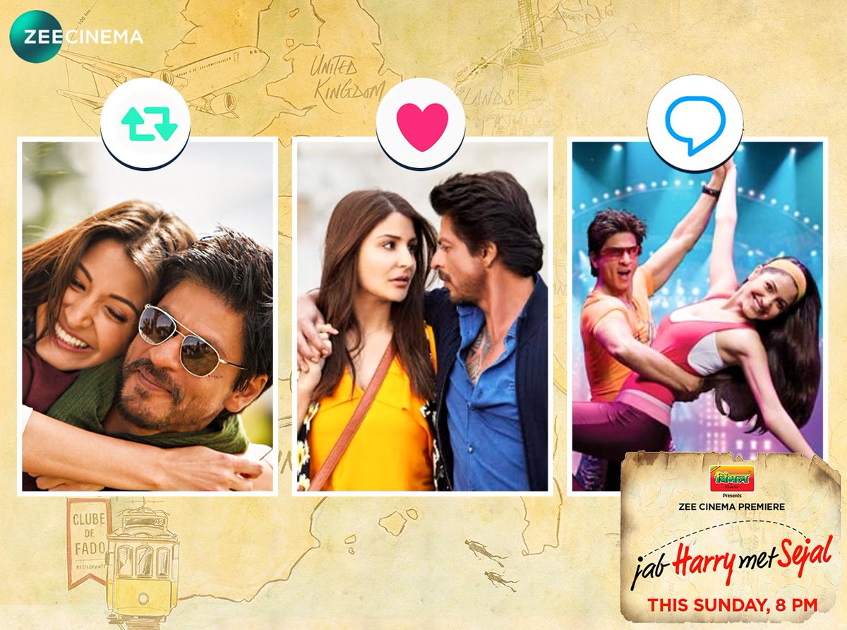 . (@zeecinema) on Twitter photo <a href="/iamsrk/">Shah Rukh Khan</a> aur <a href="/AnushkaSharma/">Anushka Sharma</a>
ki chemistry toh rocking hai hi! In which movie do you think their chemistry is the best? Watch them as Harry and Sejal in the Zee Cinema Premiere of Jab Harry Met Sejal, this Sunday, 8 PM.
<a href="/RedChilliesEnt/">Red Chillies Entertainment</a>
#ImtiazAli
#HarryMeetsSejalOnZeeCinema <a href="/iamsrk/">Shah Rukh Khan</a> aur <a href="/AnushkaSharma/">Anushka Sharma</a>
ki chemistry toh rocking hai hi! In which movie do you think their chemistry is the best? Watch them as Harry and Sejal in the Zee Cinema Premiere of Jab Harry Met Sejal, this Sunday, 8 PM.
<a href="/RedChilliesEnt/">Red Chillies Entertainment</a>
#ImtiazAli
#HarryMeetsSejalOnZeeCinema