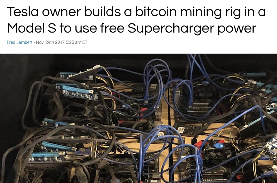 Drewtoothpaste On Twitter Tesla Owner Installs Bitcoin Mining Rig - 