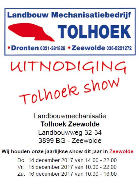 Tolhoek Show Zeewolde 2017. Ook PPA is natuurlijk aanwezig! Graag tot dan!