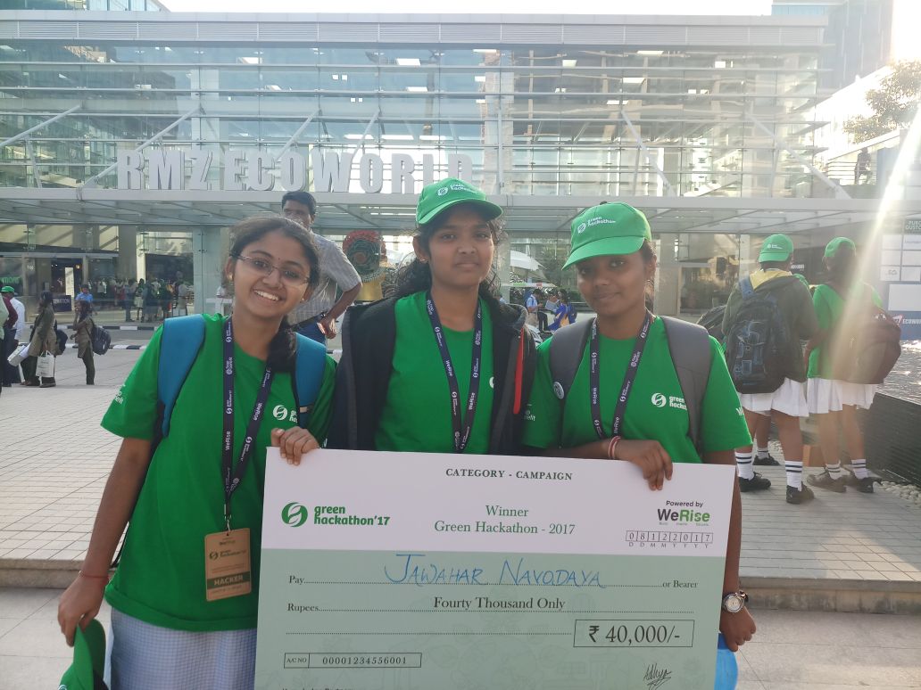 Congratulations to all #JNV Bangalore's participants &amp; coordinators for wining the 1st prize from <a href="/greenhackathon/">Green Hackathon</a> on Science Exhibition held in <a href="/RmzEcoworld/">RMZ Ecoworld</a> at #Bangalore.