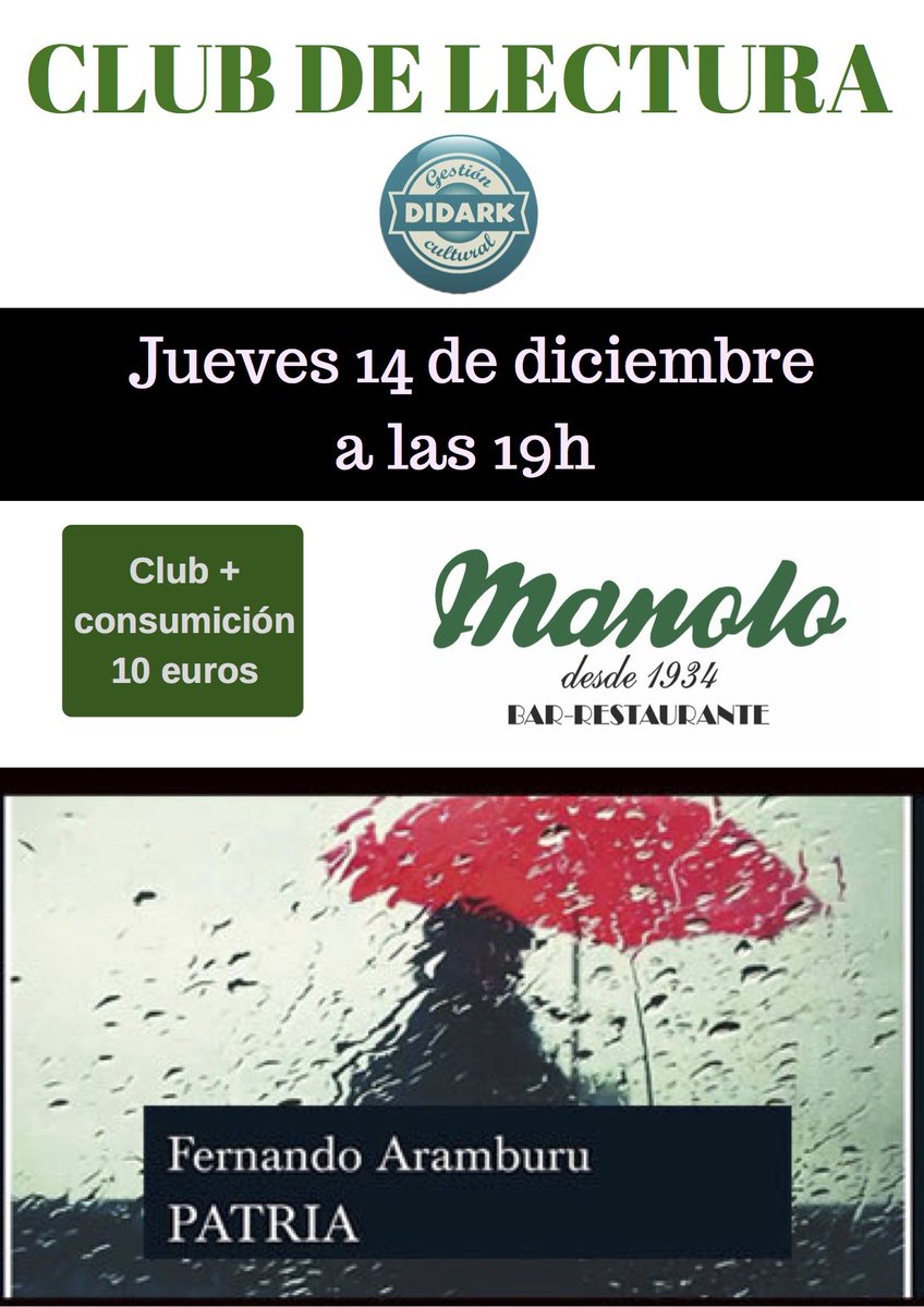 ¿Te gusta leer?¿Quieres compartir tus experiencias e impresiones con otros aficionados a la lectura? 
Arrancamos nuevo #ClubDeLectura el próximo 14 de Diciembre 
¡No te lo pierdas!

#NosGustaLeer