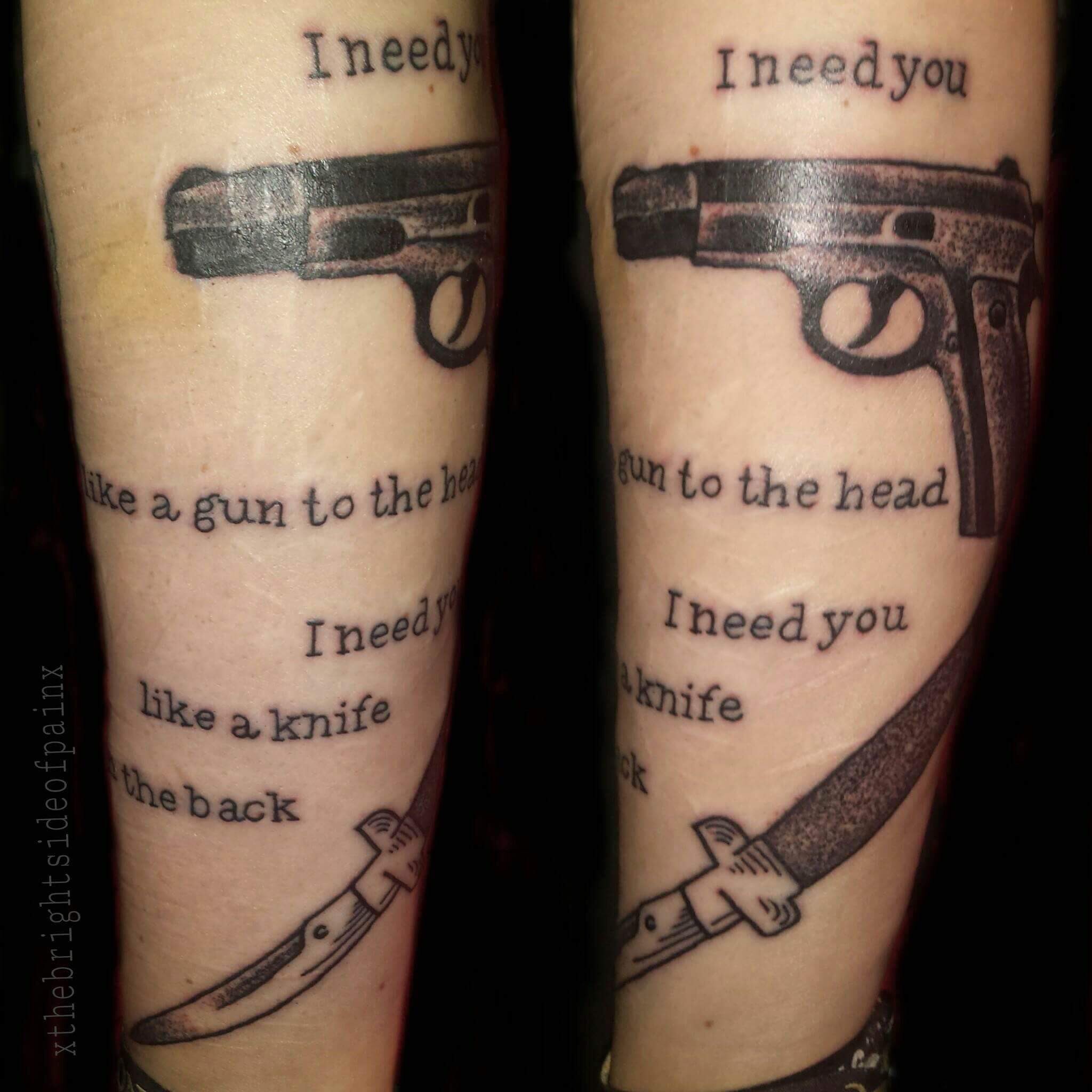 Pistol tattoo on the forearm  Tattoogridnet