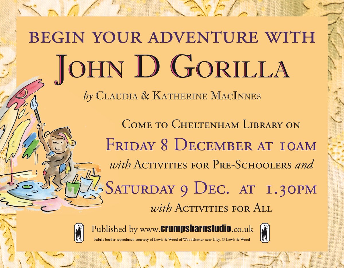 Fun and frolics @Gloslibs and <a href="/JohnDGorilla/">John D Gorilla Books</a> today and tomorrow. Don't miss out!