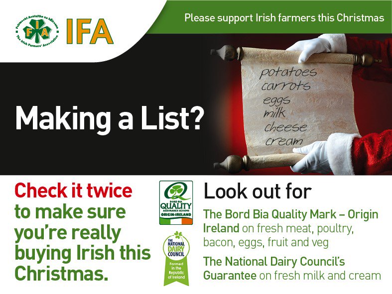 IFAmedia's tweet photo. Making a list? #CheckTwice to make sure you're really buying Irish food this #Christmas! https://t.co/7BwOD346kx