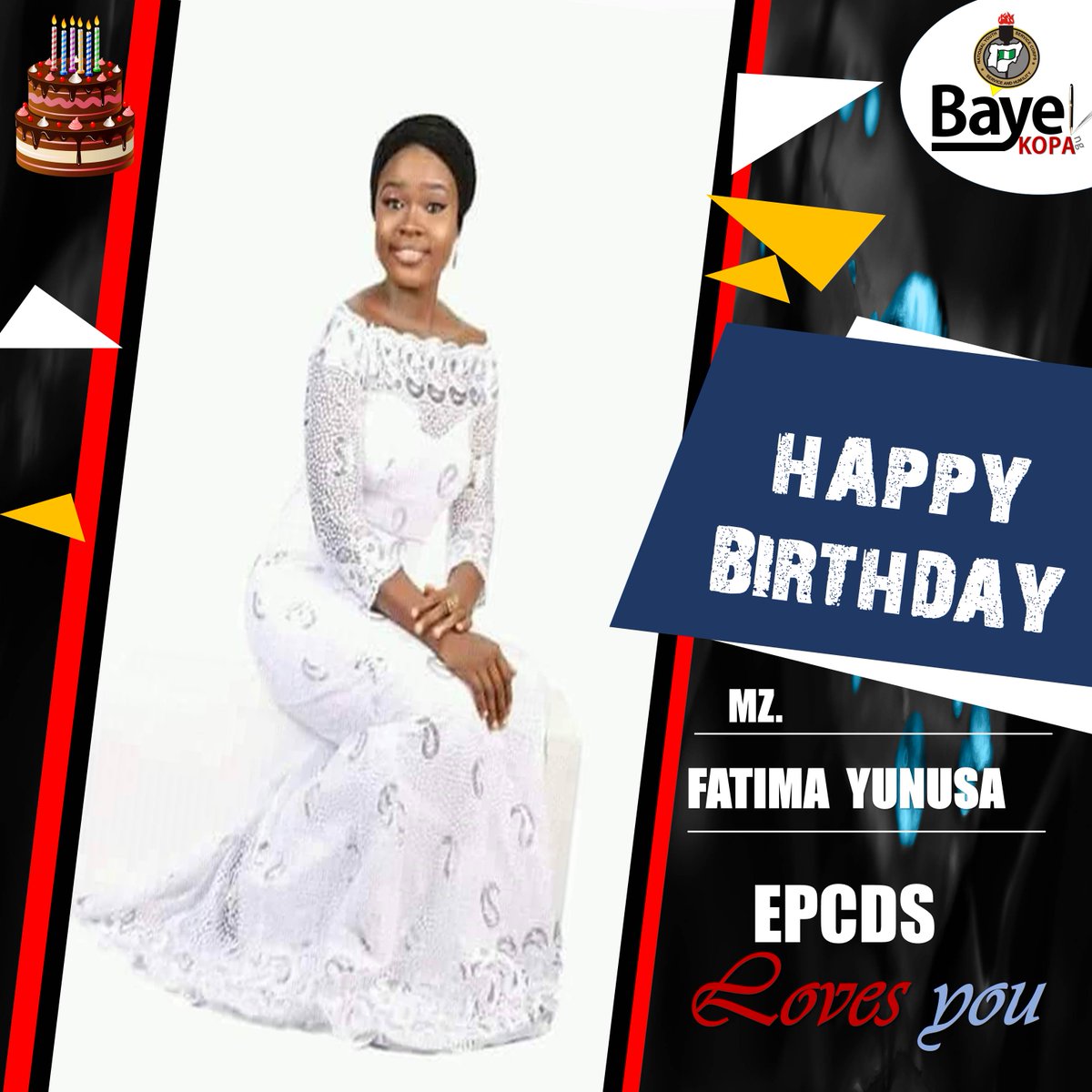 centogah's tweet photo. We celebrate our very own Fatima Yunus Bukky,  Treasurer Editorial &amp; Publicity CDS yenagoa, Representing #epcds #yenagoa #bayelsa #nysc #cds #happybirthday #TGIF #ifb  #southsouth #kaiama #obs #followback #BeautyOfIslam . We love you https://t.co/ef3ef9BYTR