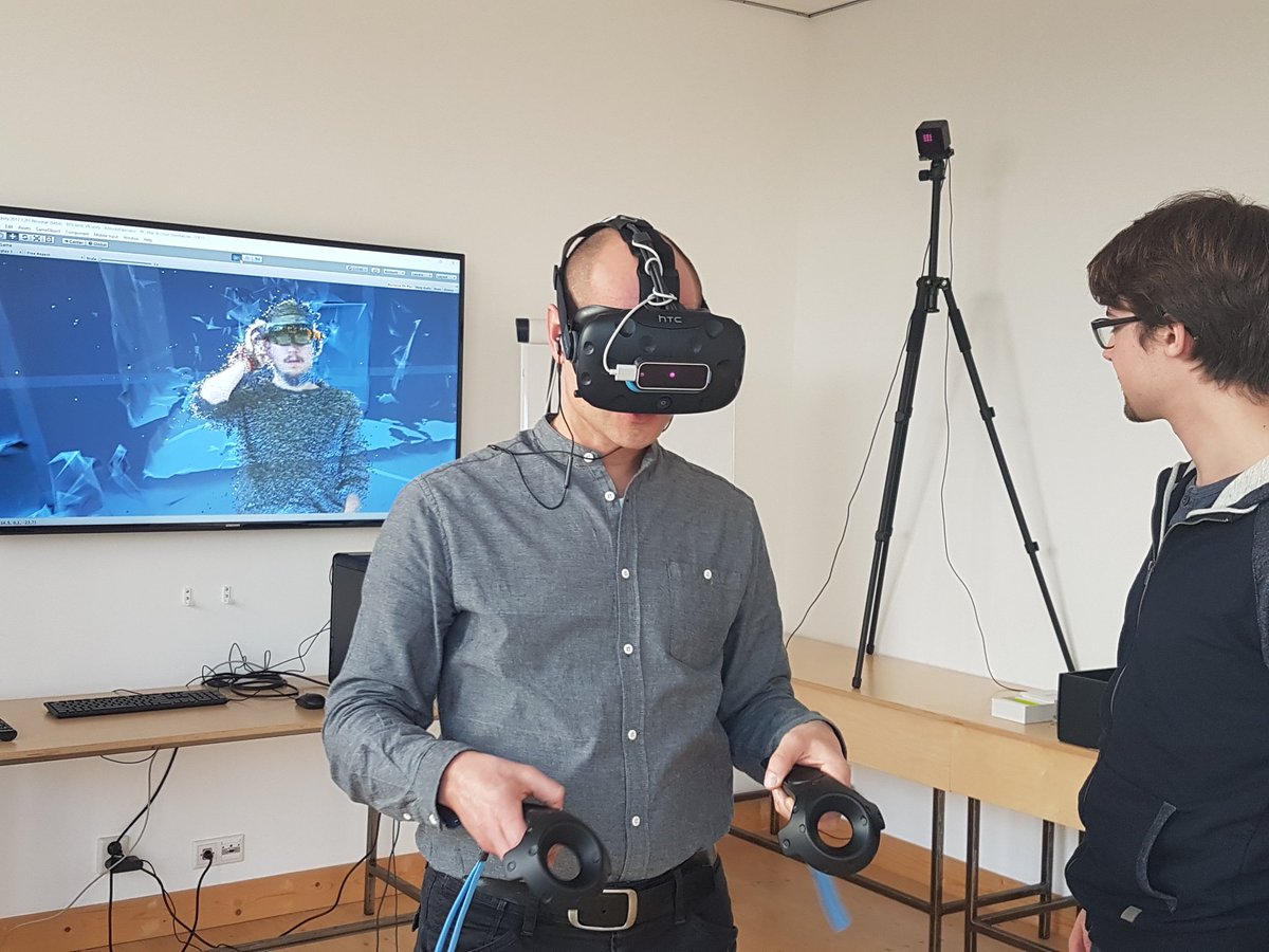 <a href="/slukosch/">Stephan Lukosch</a> using openIMPRESS, co-presence in VR in 2 locations, multi-party interaction by <a href="/EmielHarmsen/">Emiel Harmsen</a> <a href="/jankolkmeier/">Jan Kolkmeier</a> of HMI #UTwente <a href="/4TU_HT/">4TUHumans&Technology</a> #unity #VIVE #HoloLens #kinect