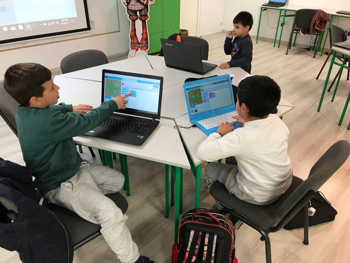FUNecole's tweet image. Our grade 2 students using coding blocks to complete their #HourOfCode challenge. Well done! #CSEducationWeek #codingtolearn #digiproteam #Cyprus
