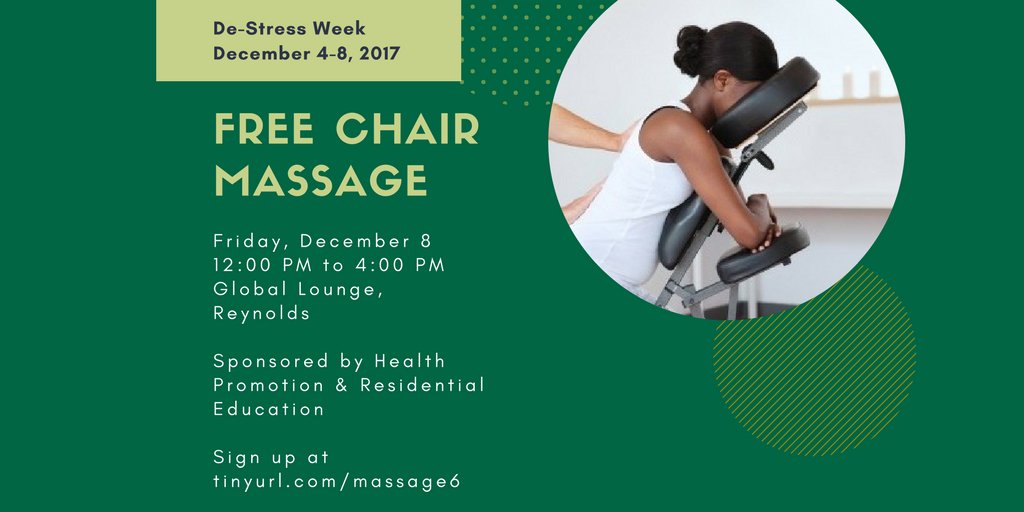 Unwind and sign up for a free, 10-minute chair massage during De-Stress Week! <a href="/BabsonResEd/">Babson Res Ed</a> #babsondestress