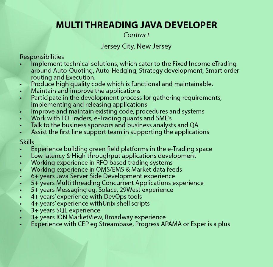 OstCareers's tweet image. Check out this new #job! ow.ly/Usvj30gXoLK #MULTITHREADEDAPPLICATIONS #Java #Developer