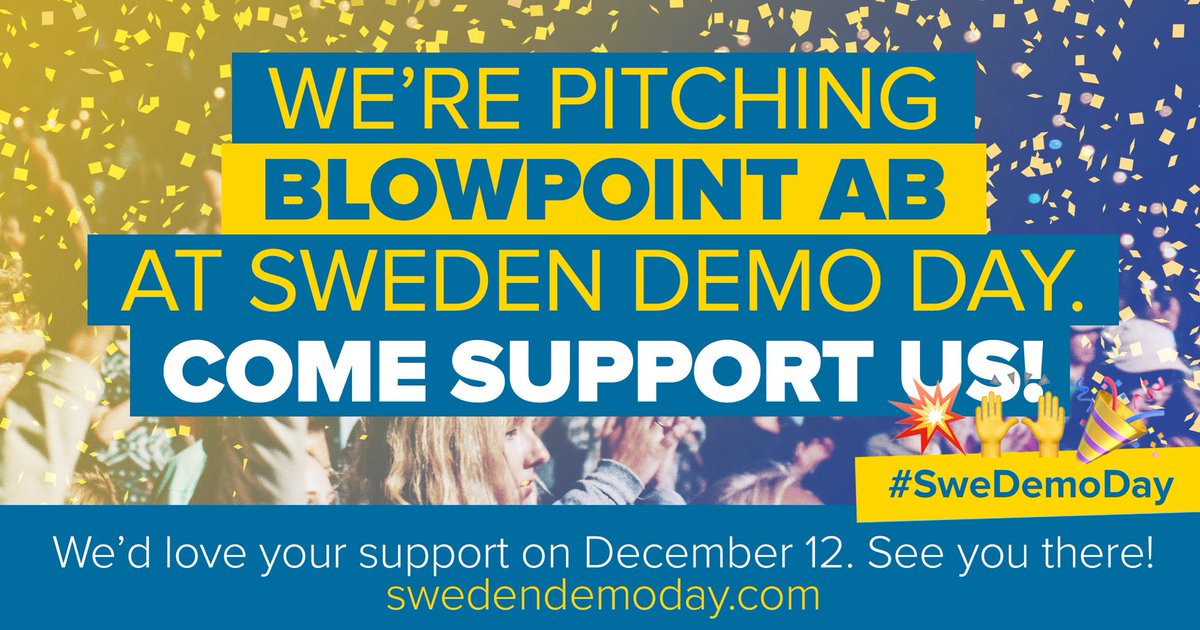BlowpointAB's tweet photo. På tisdag smäller det, vi ska pitcha Blowpoint på Sweden Demo Day 🔵 
#swsto #startupweekend #artstech #swefoodtech #sthlmtech https://t.co/MFgDx6zS1A