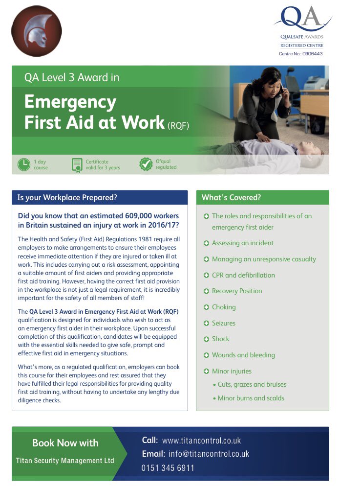 TFML5's tweet image. We are running an Emergency First Aid Level 3 course on Friday 15th December. This is a 1 day course and we have slashed the price to £50 per person, register your interest now at info@titancontrol.co.uk