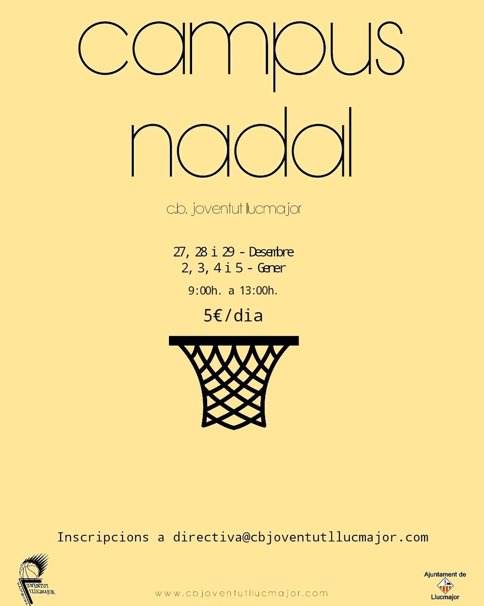 cbj_llucmajor's tweet photo. https://t.co/Oq2772OW6I

Aquí teniu tota la informació referent al Campus de Nadal. Vos esperam a tots! 

#somelquevolemser https://t.co/3wwbwnn7lR