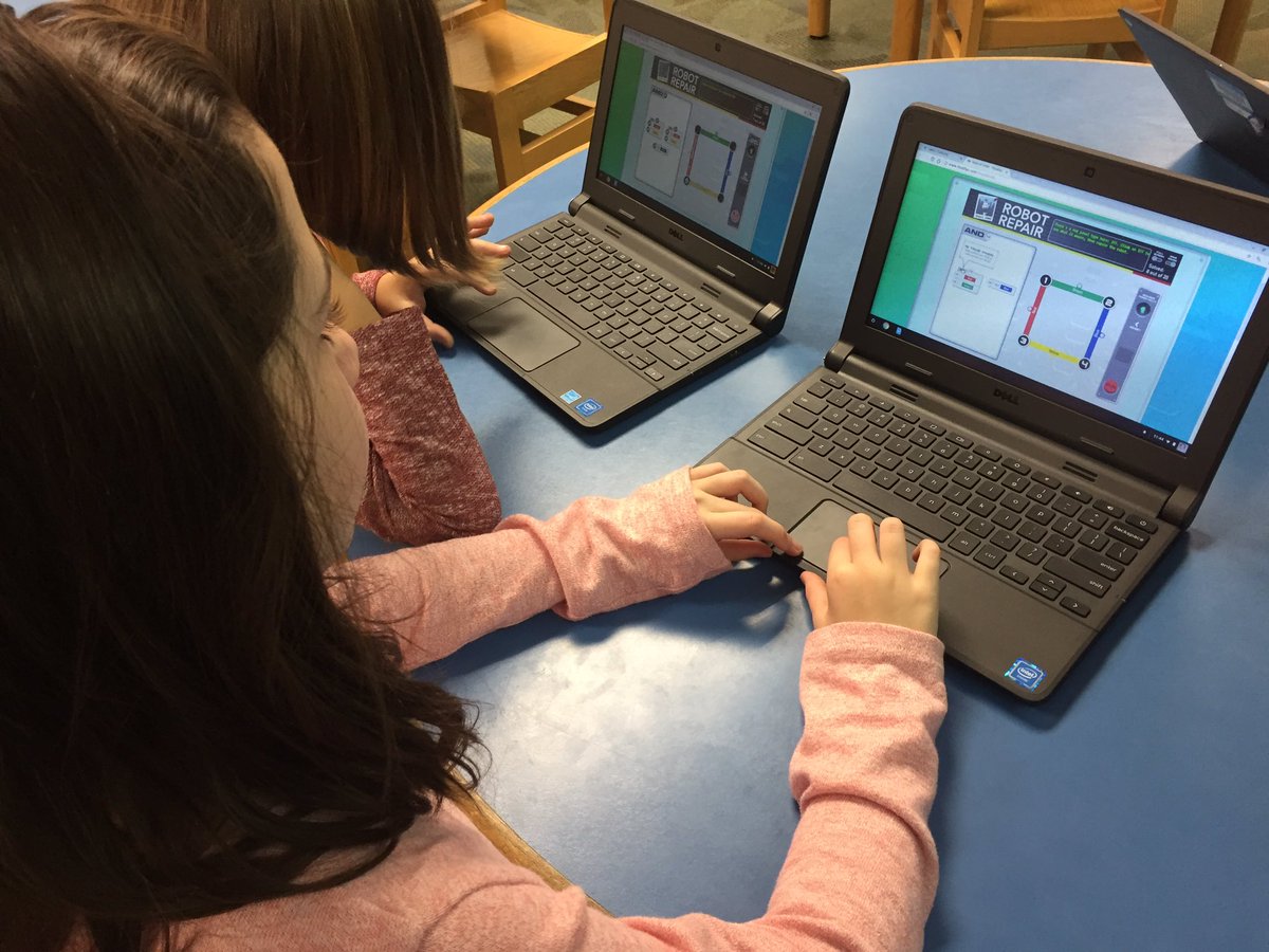 weRweaver's tweet image. Great things are happening during #HourOfCode this year! A special thank you to @ThinkFun for introducing us to #robotrepair online and offline. #oneccps #ccpslibraries