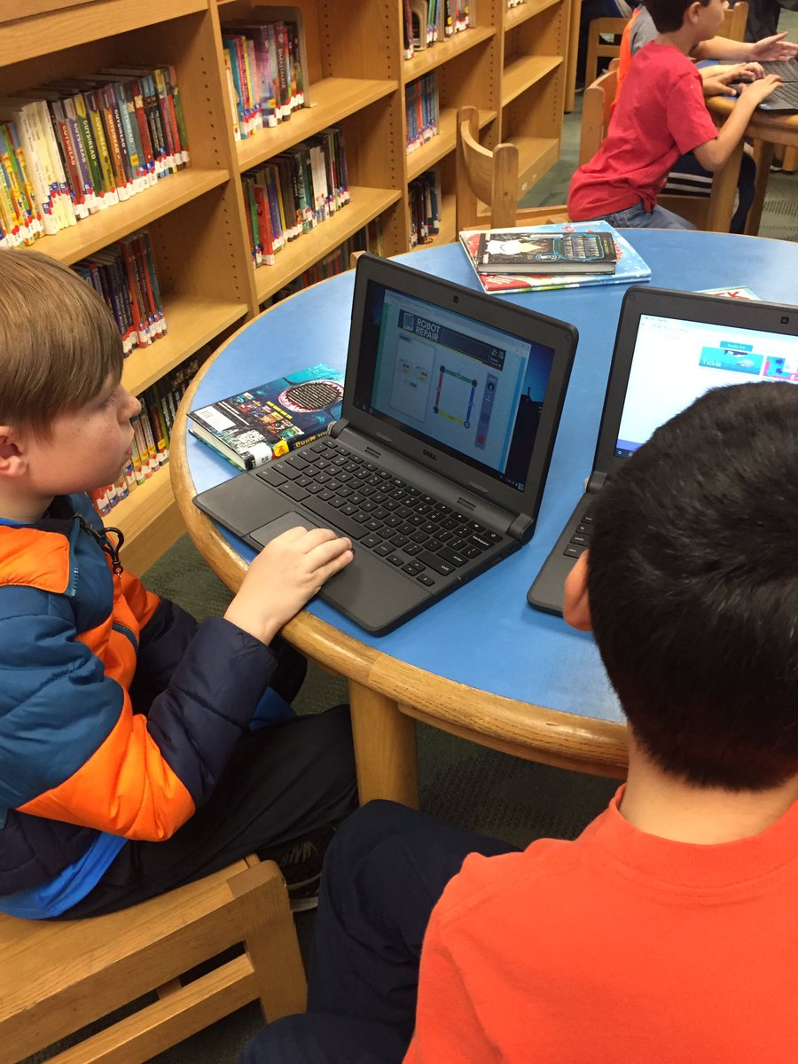 weRweaver's tweet image. Great things are happening during #HourOfCode this year! A special thank you to @ThinkFun for introducing us to #robotrepair online and offline. #oneccps #ccpslibraries