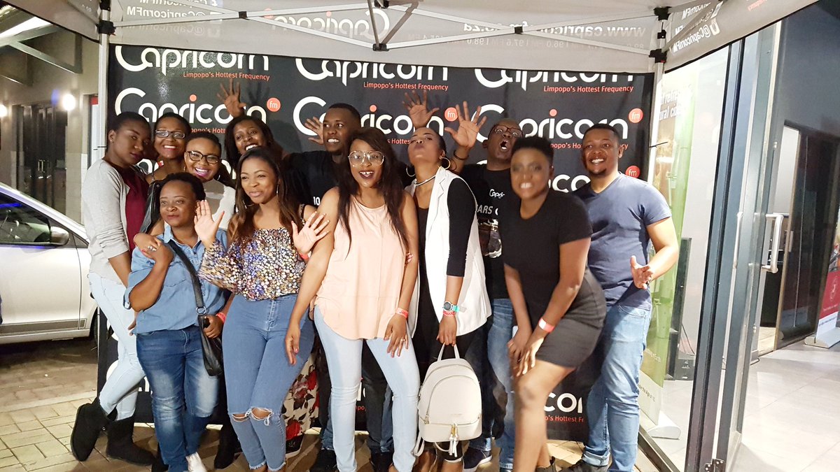 CapricornFM's tweet photo. The Squad has landed at Atmosphere Lounge in Lephalale for the #FridayAliveParty come through #TenYearsOfHOT https://t.co/BRZsxSzKjC