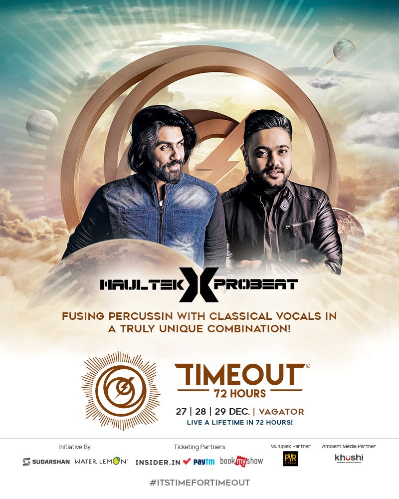 TimeOut_72's tweet photo. .@maultek x #ProBeat are are bringing their unforgettable fusion beats to #TimeOut72 in #Goa!
Are you ready for the best 72 hours of your life?
Book your tickets NOW:
@Insiderdotin: https://t.co/KU4iYUrTgd
@Paytm: https://t.co/MQI3LmYyLb
@BookMyShow: https://t.co/3cgAKF9GKW https://t.co/nWQt6Yz7fE