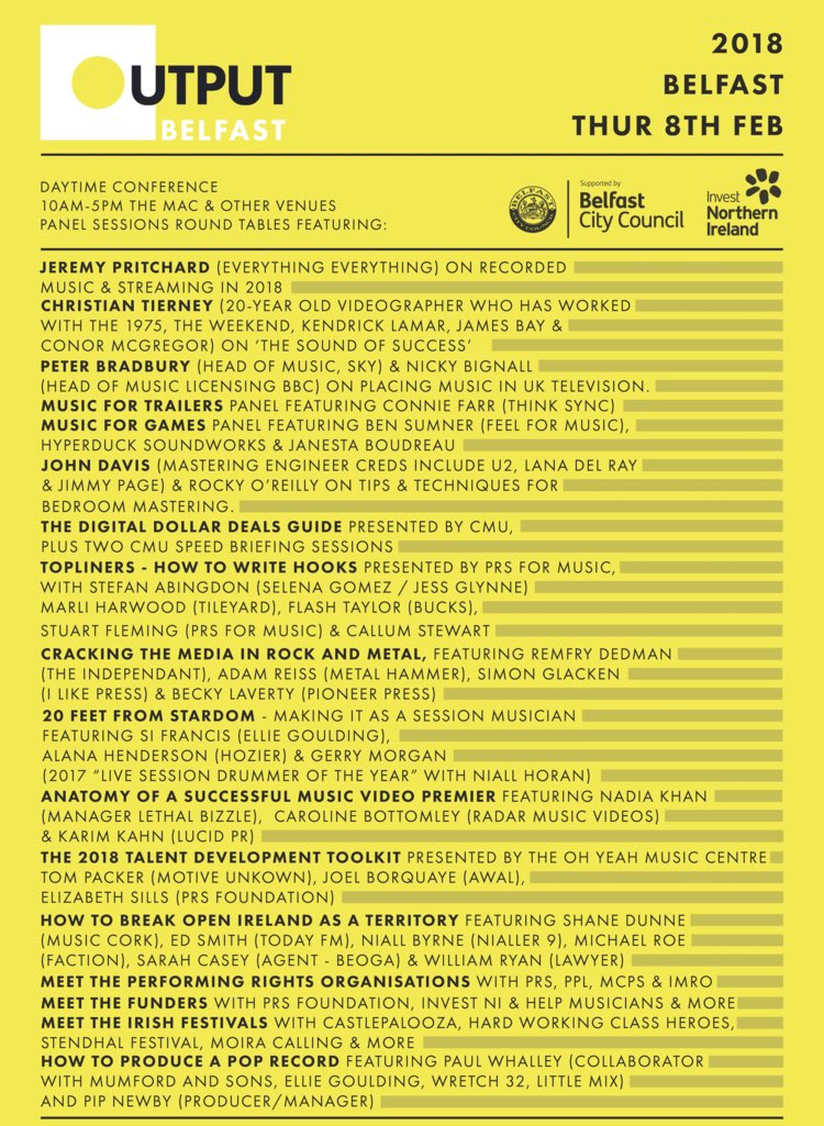 Excited to be part of Output Belfast 2018. Check it out as it’s shaping up to be an amazing day! #newyear #2018 #outputbelfast #moiracalling