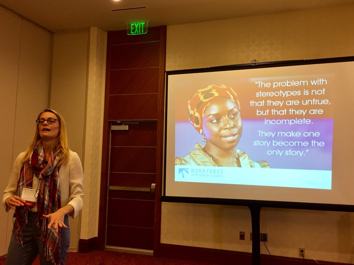SeattleKingWDC's tweet photo. Amazing Liesel leading seminar on strategies to improve equity & access to services, the power of WorkSource Connection sites #CapacityToCope #DangerOfTheSingleStory #PassionForHelpingPeople https://t.co/moalmv8i83
