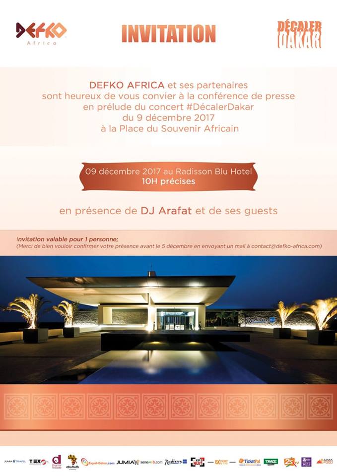 AfriCulturelle's tweet photo. #DecalerDakar - Nous donnons rendez-vous samedi 09 décembre à 10h au Radisson Blu pour échanger avec Dj Arafat @yorobo86 
Il était bloqué à Abidjan a cause du retard de son vol. Toutes nos plates excuses à la presse. 
Infoline : @JalyBadiane 78 135 61 85
#Arts #Culture #Musique https://t.co/xJ4GgJKdgH
