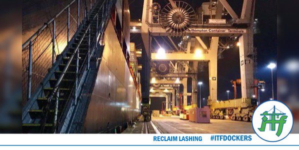 ITFDockers's tweet image. ITF Inspectors showing international solidarity supporting Montreal lashing campaign on Vessels headed to Montreal. No more risking lives @ports, #Lashingisdockwork. 💪 #notrelashing #ITFDockers @syndicat375