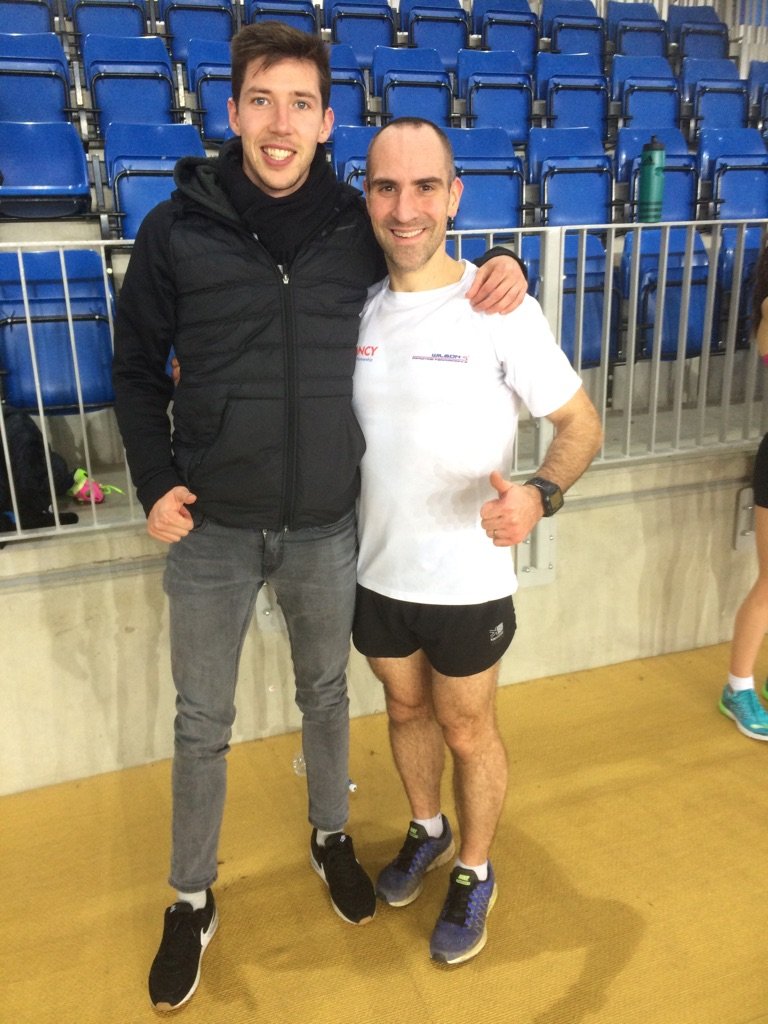 roryd1979's tweet photo. Blast off #NIALive 3000m race. Delighted to meet this fella @PaulRob91 after his awesome Ice Mile race. Many thanks @FeidhlimKelly for the photo #MountmellickAC #WilsonsImprovingPerformance https://t.co/Nodbv04upw