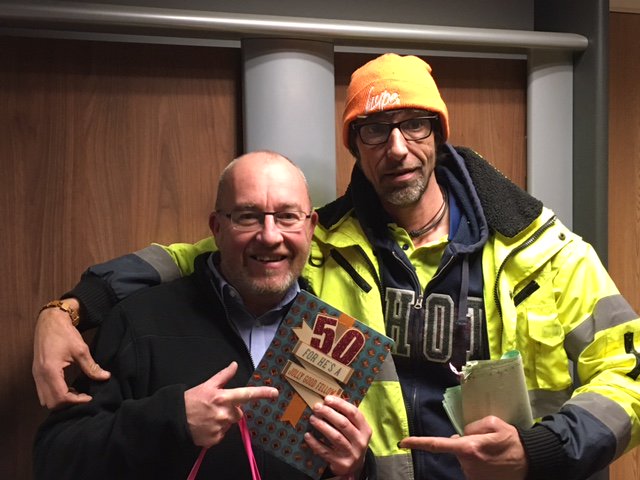 Happy 50th birthday to our buyer Paul 'Johno' Johnson. Pictured with our loyal driver Mike 'Birdy' Bird, presenting his gifts. Have a great day Paul, you have earnt a gin and tonic
