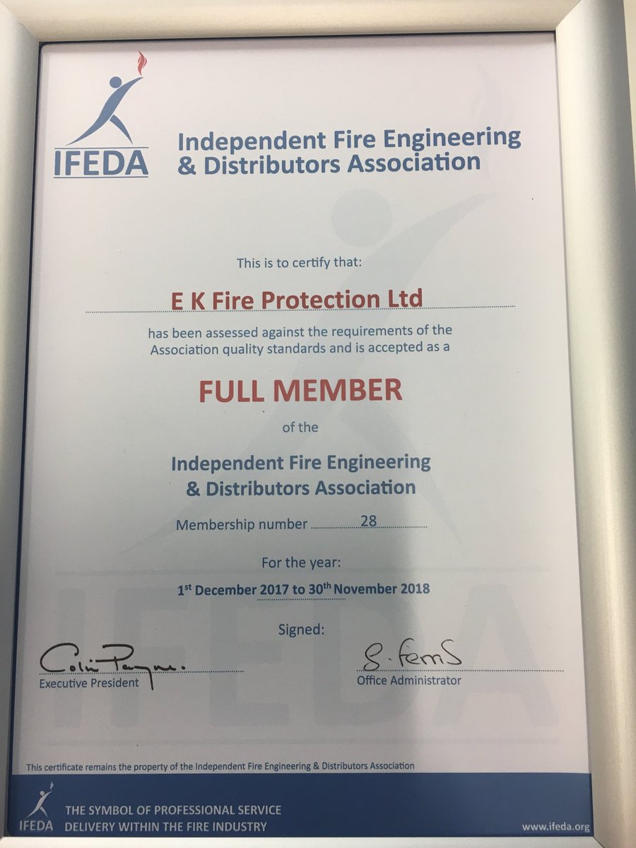EkFire's tweet photo. Now officially a member of IFEDA #ifeda #standards #fireindustry https://t.co/7cEFMhlQPW