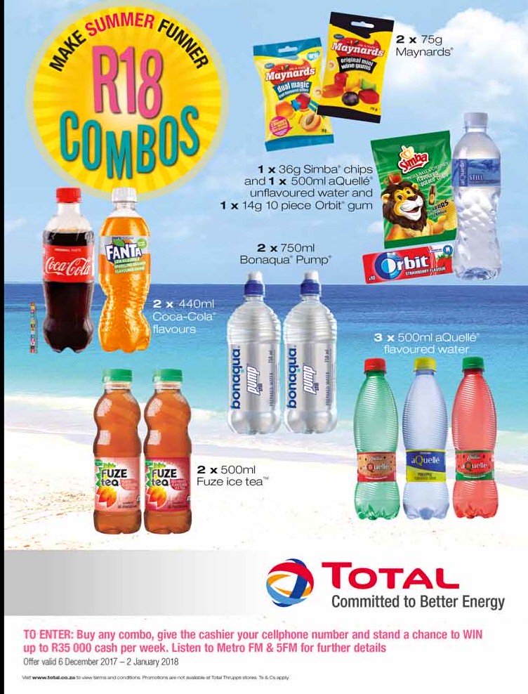 RenierJustWonIt's tweet photo. End this year off with a BANG 🎉🎊at @TotalSAfrica with their #MakeSummerFunner promo! Don’t miss out on ur chance to win a weekly cash prize of up to R35 000. Simply buy any combo, give the cashier ur cell number. Ends 2 Jan 2018, T&C's: https://t.co/OMlomM8AIs @CompetitionsZA https://t.co/7PXxPuyBt4