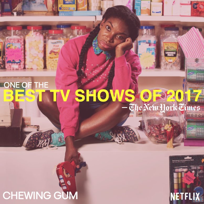 ChewingGumFans's tweet photo. .@NYTimes included @ChewingGum into their "Best TV Shows of 2017". YASS CONGRATS TO THE CAST AND CREW ILY @MichaelaCoel,  @susan_wokoma, @kadiffkirwan, @dandanwalters82, @robertlonsdale, @OlisaOdele, Shola Adewusi, @FremantleMedia! ❤️ (Please watch it now on @Netflix) https://t.co/t1hyzdJfuK