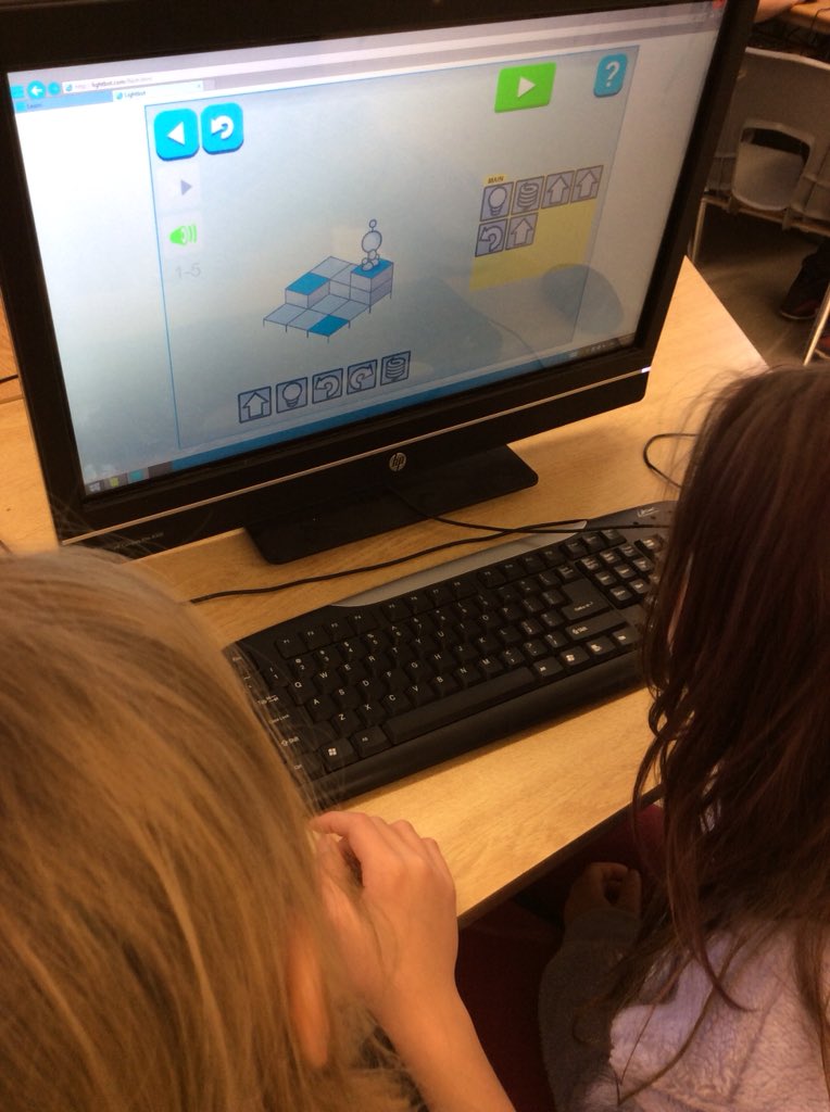Grade five students coding with LightBot.
#tvdsbhoc