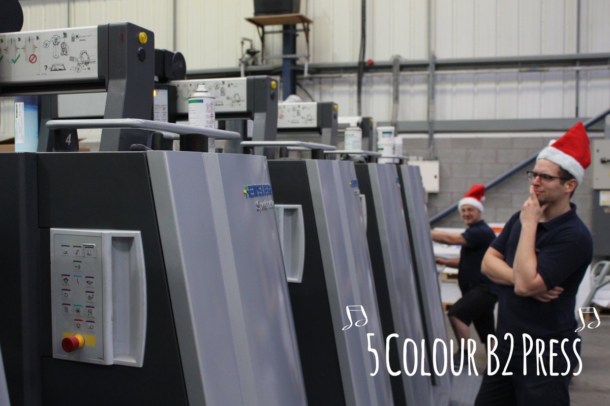 On the fifth day of Christmas, my true love sent to me: 

5 colour B2 press. 

Installed in April this year, our XL75 B2 litho press. This incredible machine runs at speeds of up to 18,000 sheets/hour! #12daysofbahson #Heidelberg #B2 #litho #printing #xl75
