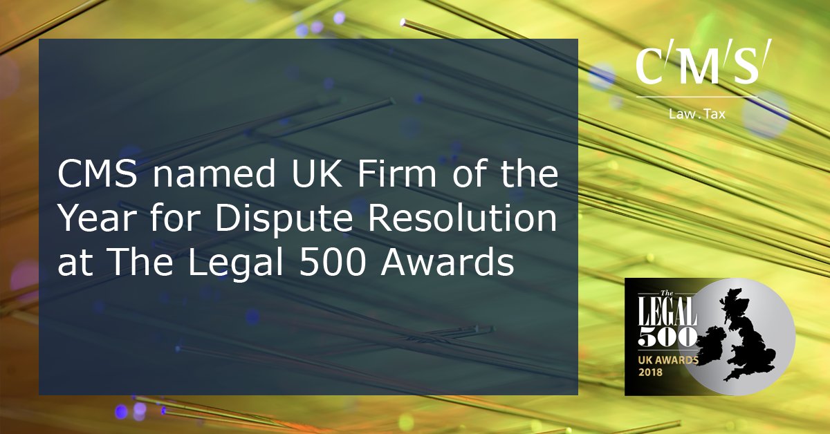 We are thrilled to be named ‘UK Firm of the Year for Dispute Resolution’ and shortlisted in a further eight areas at the Legal 500's 2018 UK Awards. Read the full list of winners here: bit.ly/2jdXFlr <a href="/thelegal500/">The Legal 500</a>