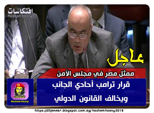 عاجل ممثل مصر في مجلس الأمن قرار ترامب "أحادي الجانب" ويخالف القانون الدولي